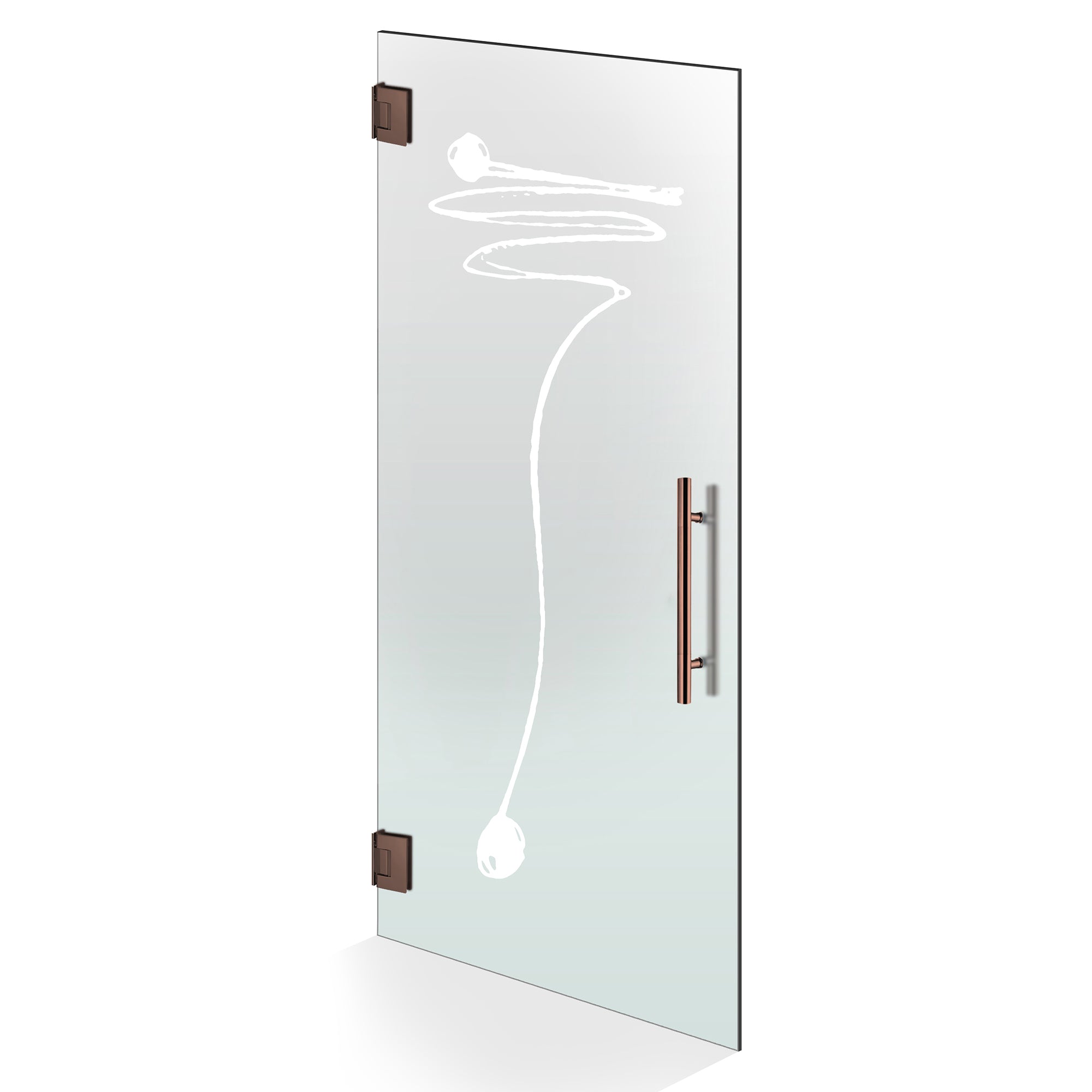 Hinged glass door copper, #Satiné