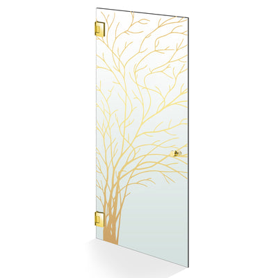 Hinged glass door gold, #Satiné