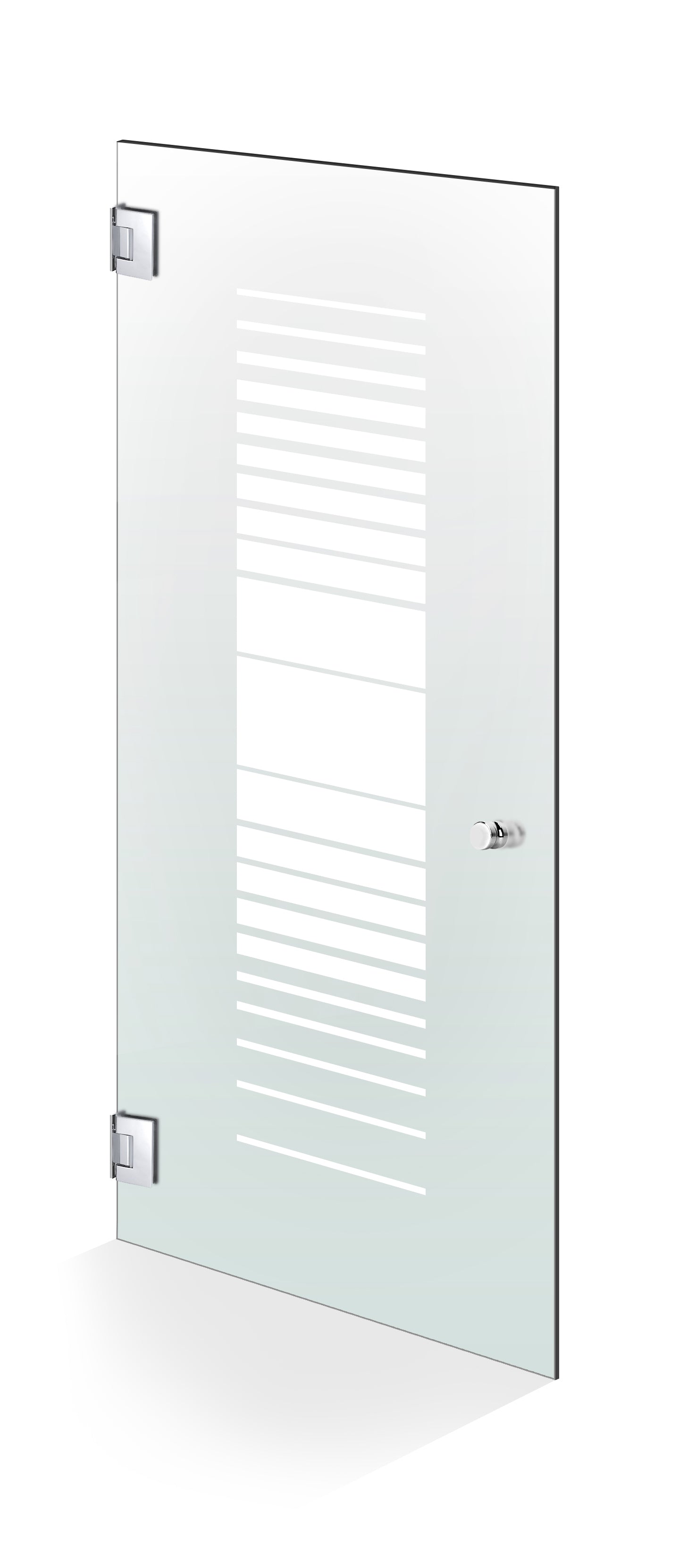 Hinged glass door stainless steel, #Satiné
