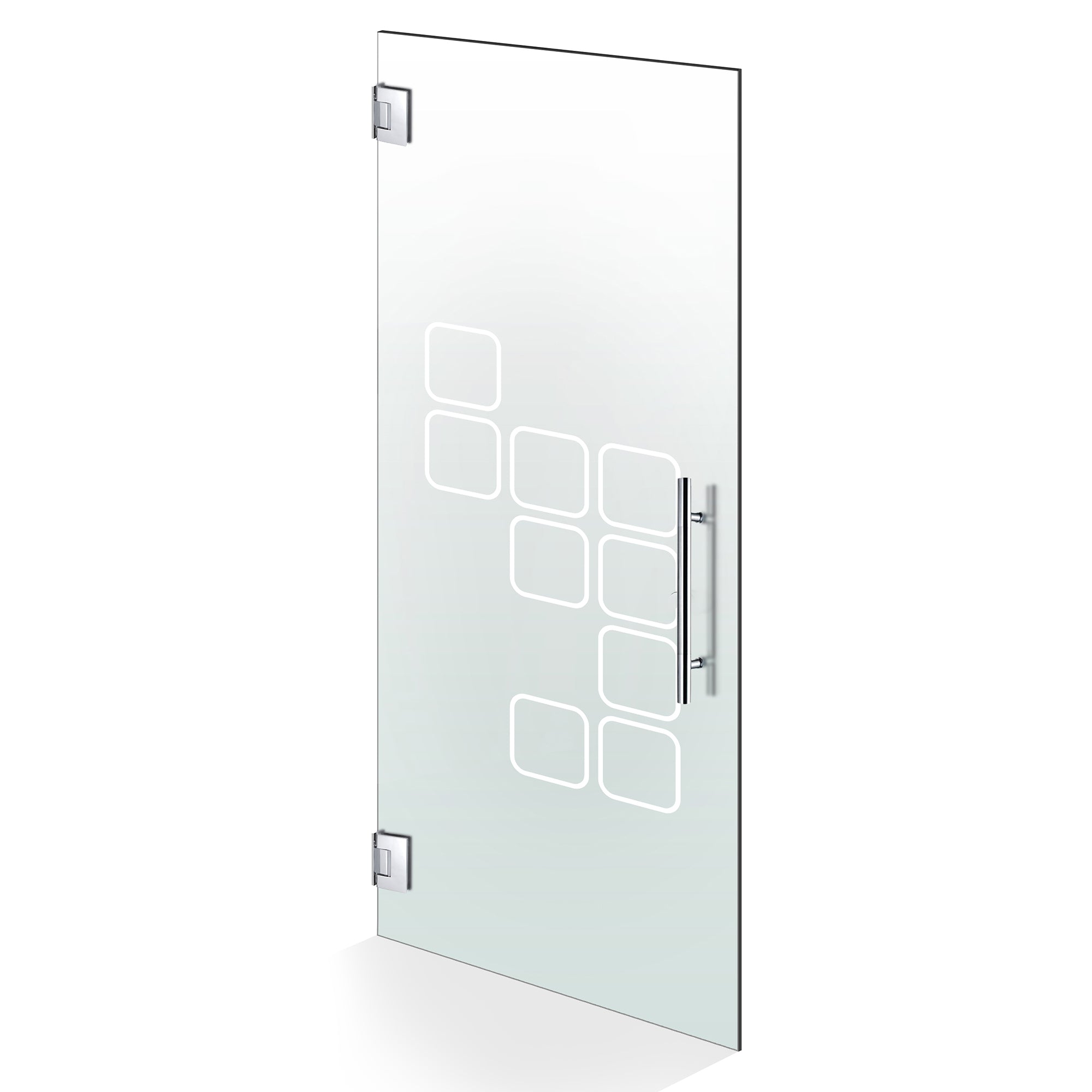 Hinged glass door stainless steel, #Satiné