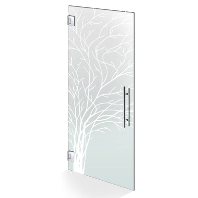 Hinged glass door stainless steel, #Satiné