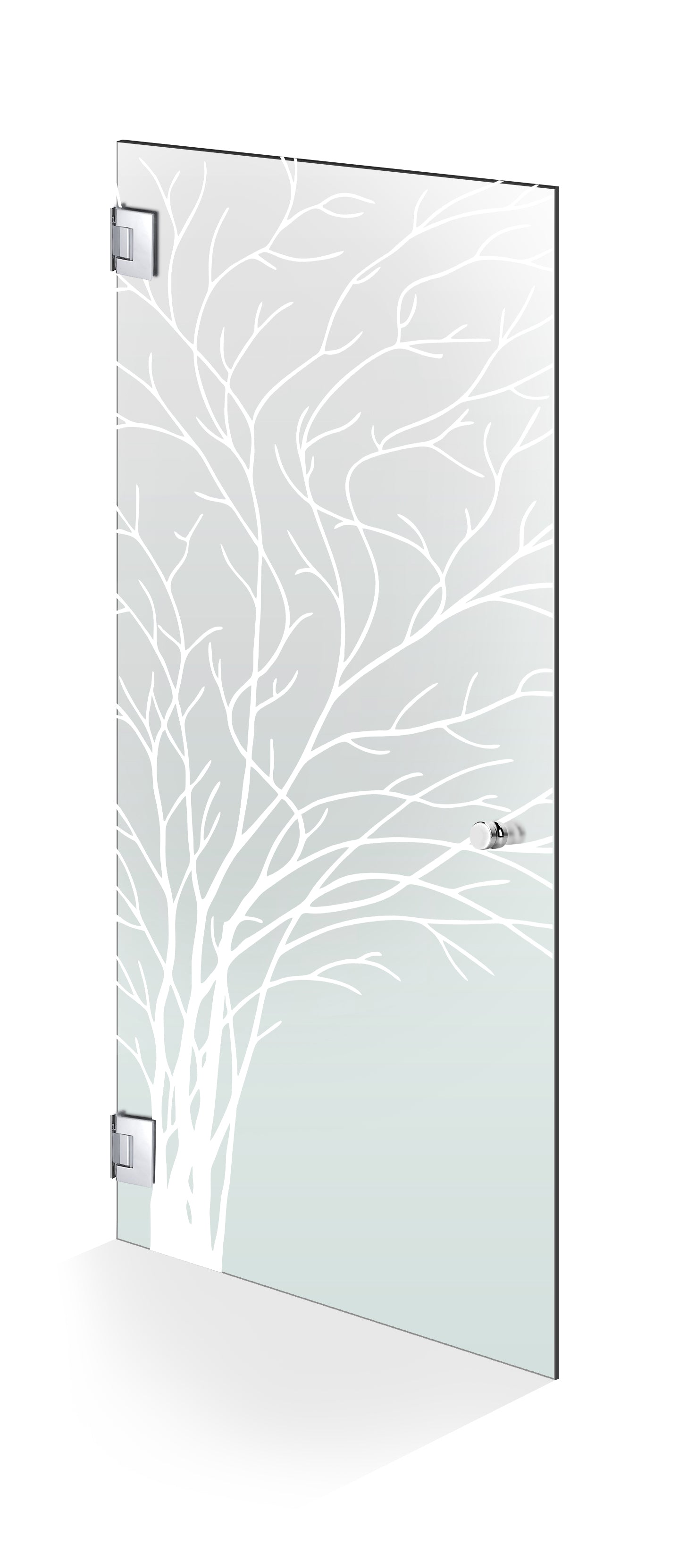 Hinged glass door stainless steel, #Satiné
