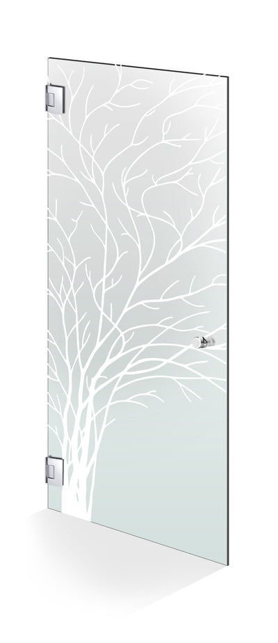 Hinged glass door stainless steel, #Satiné