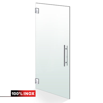 Hinged glass door stainless steel, #Satiné