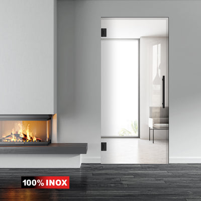 Hinged glass door black, #Clear