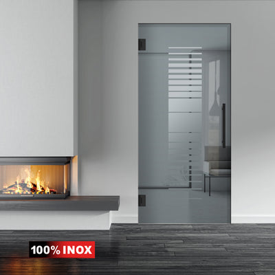 Hinged glass door black, #Grey