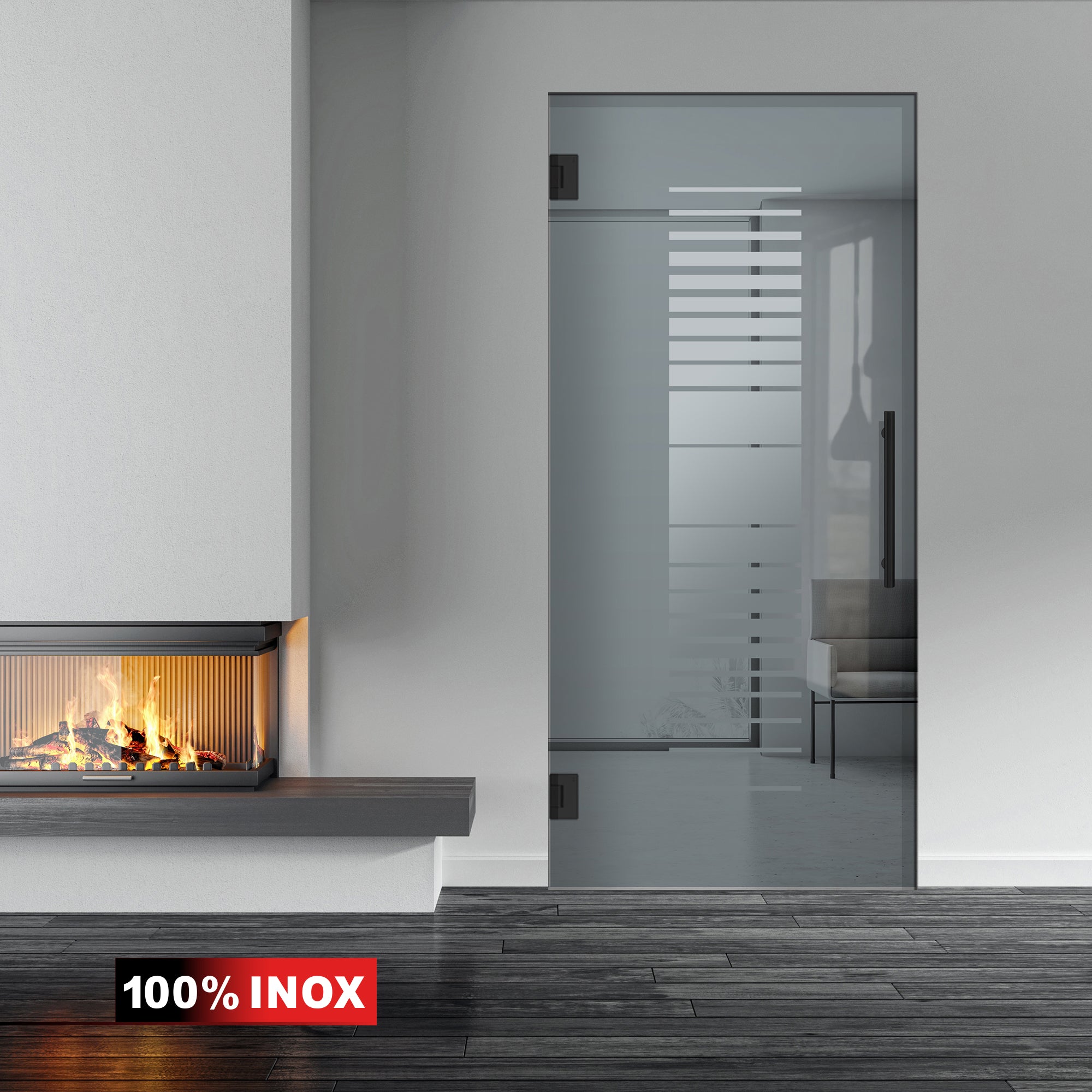 Hinged glass door black, #Grey