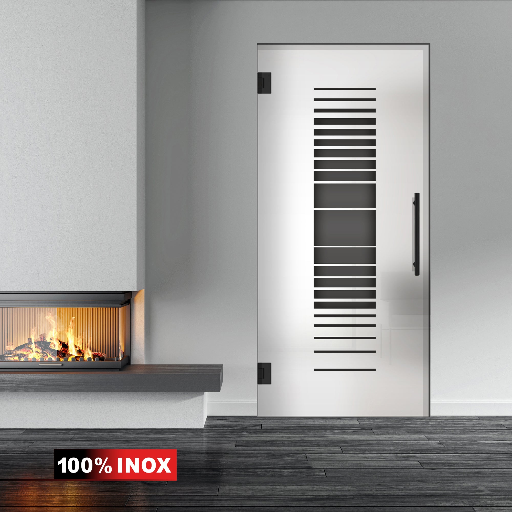 Hinged glass door black, #Satiné