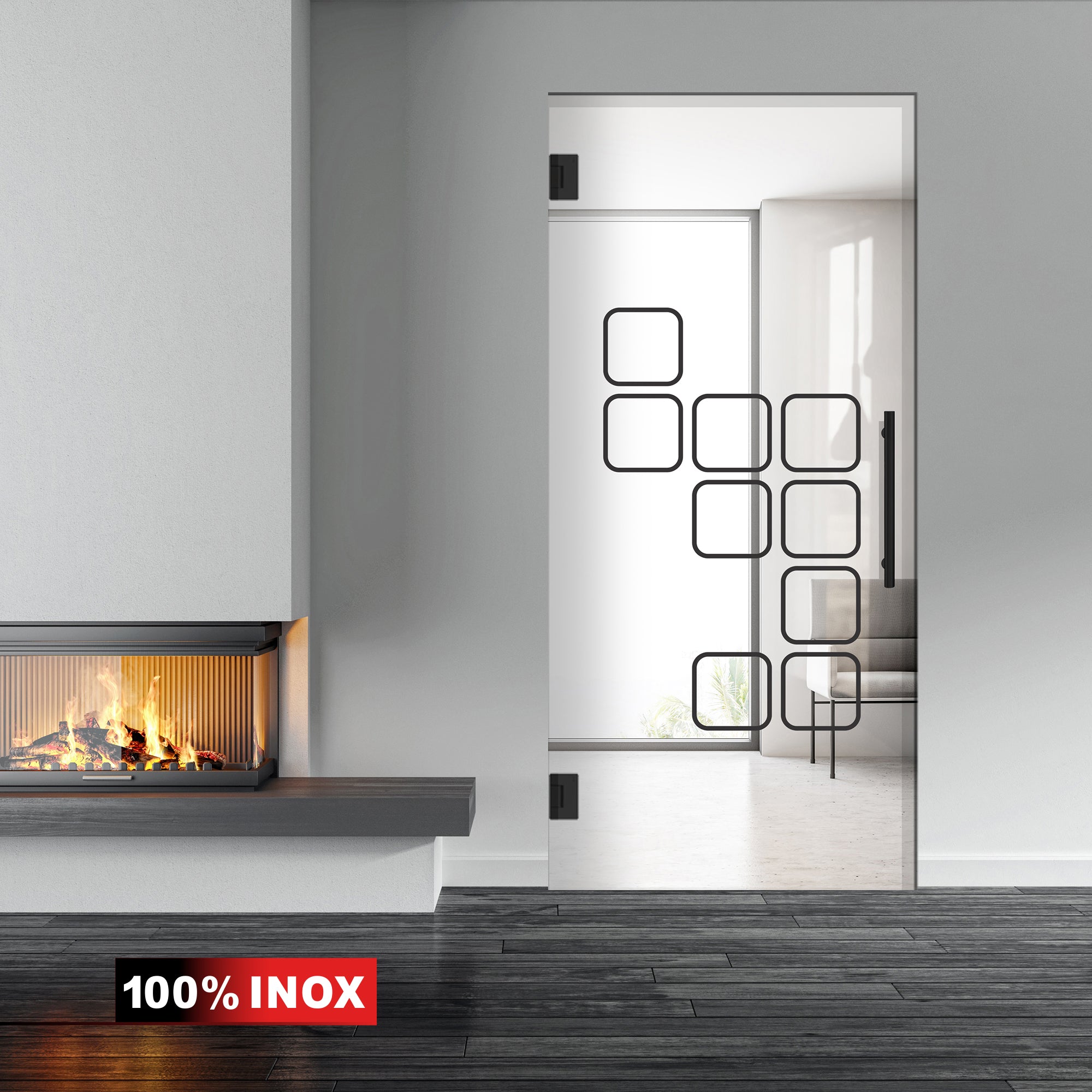 Hinged glass door black, #Clear