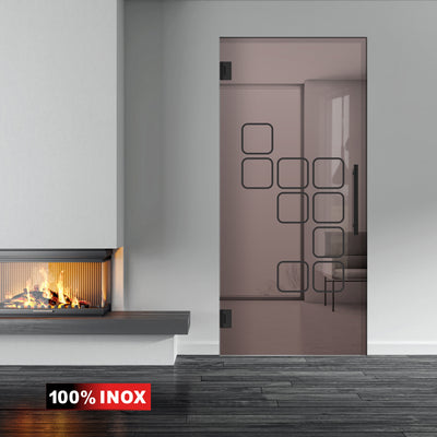 Hinged glass door black, #Bronze