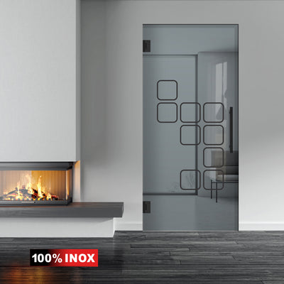 Hinged glass door black, #Grey