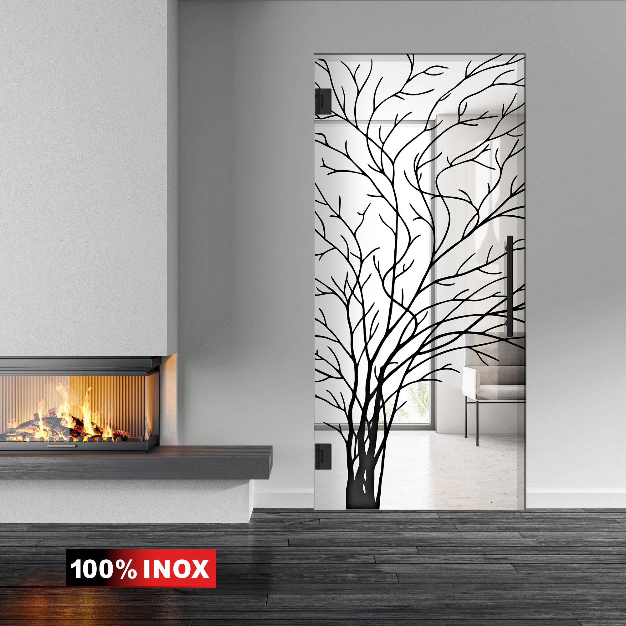 Hinged glass door black, #Clear