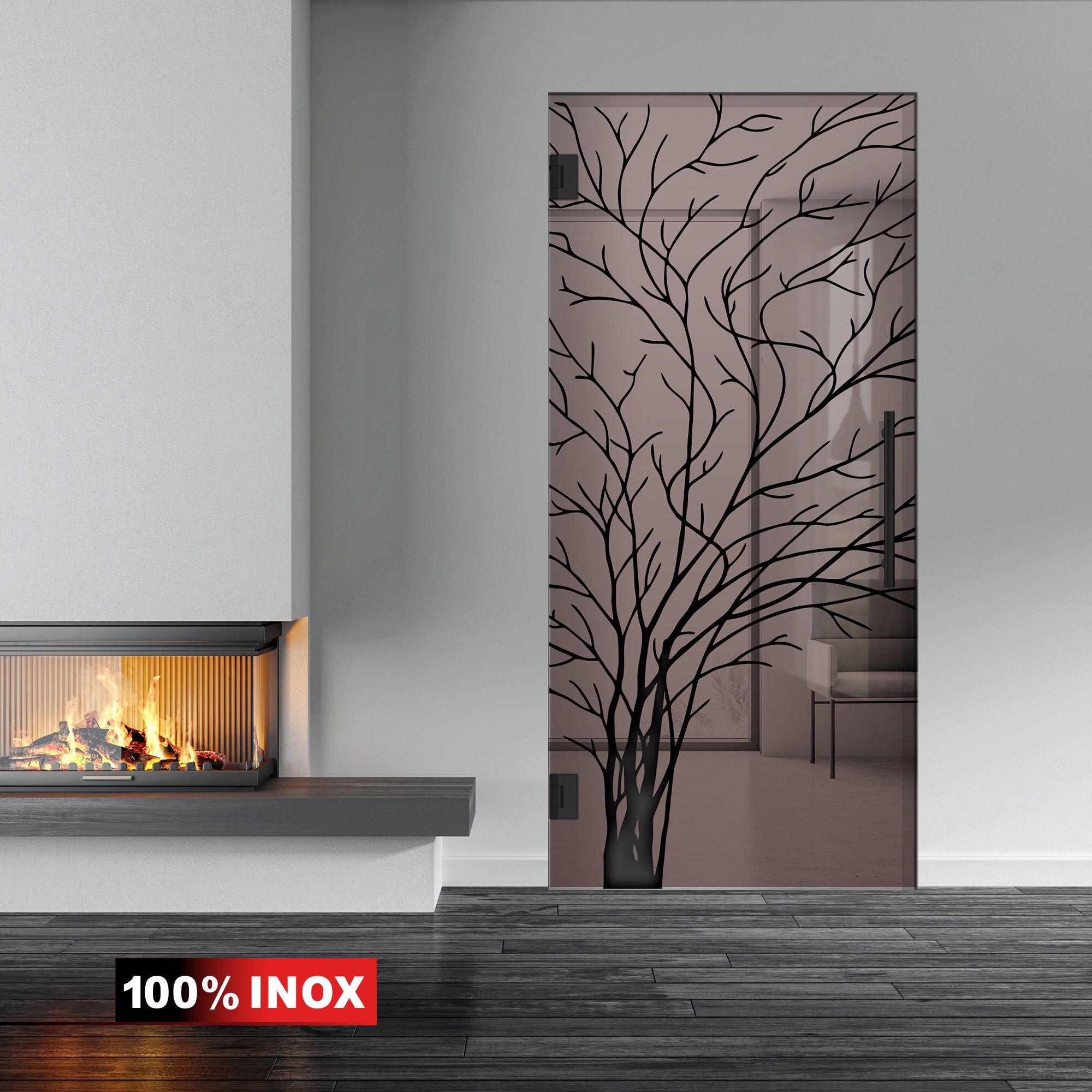 Hinged glass door black, #Bronze