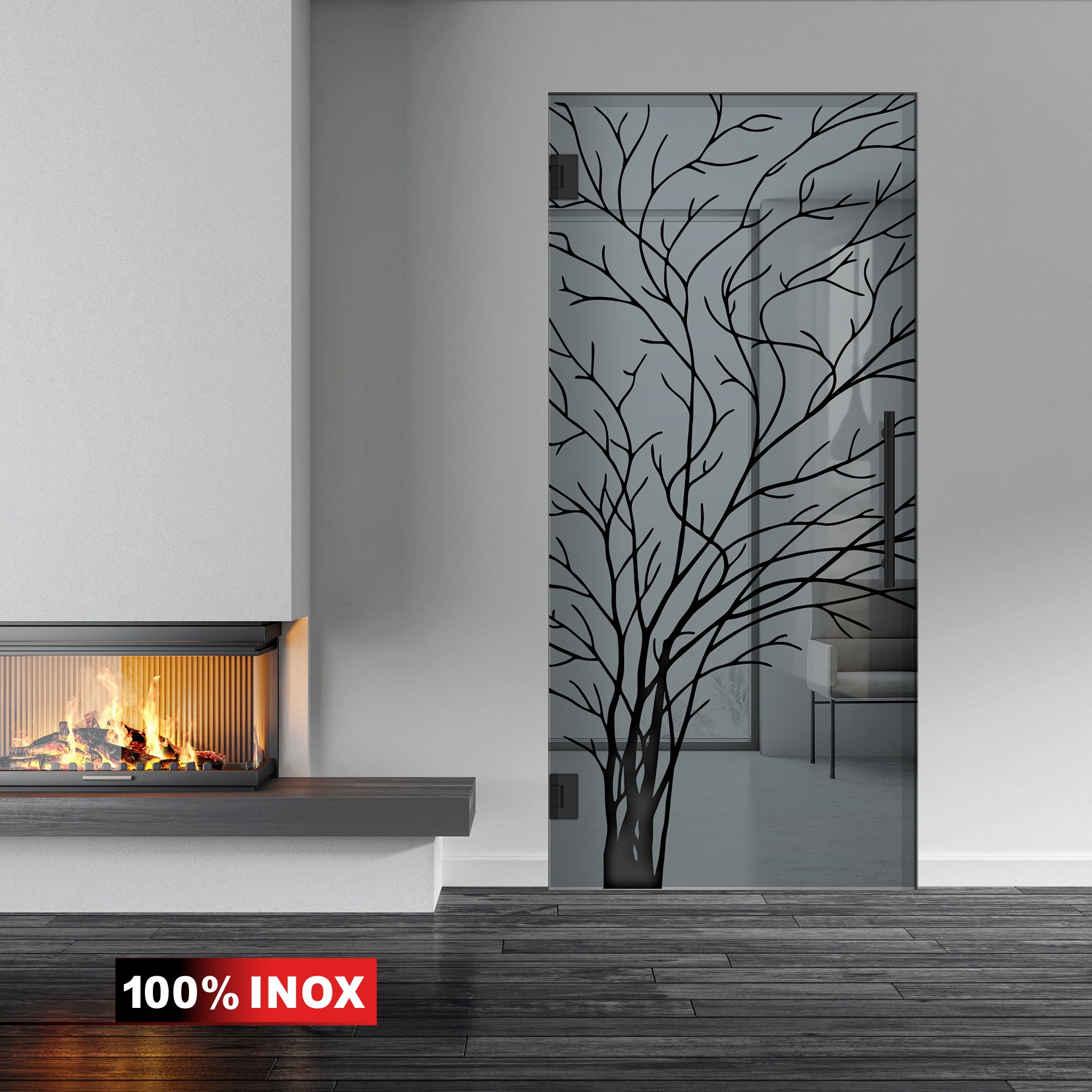 Hinged glass door black, #Grey