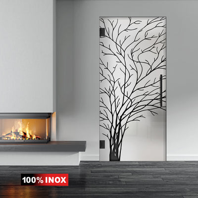Hinged glass door black, #Satiné