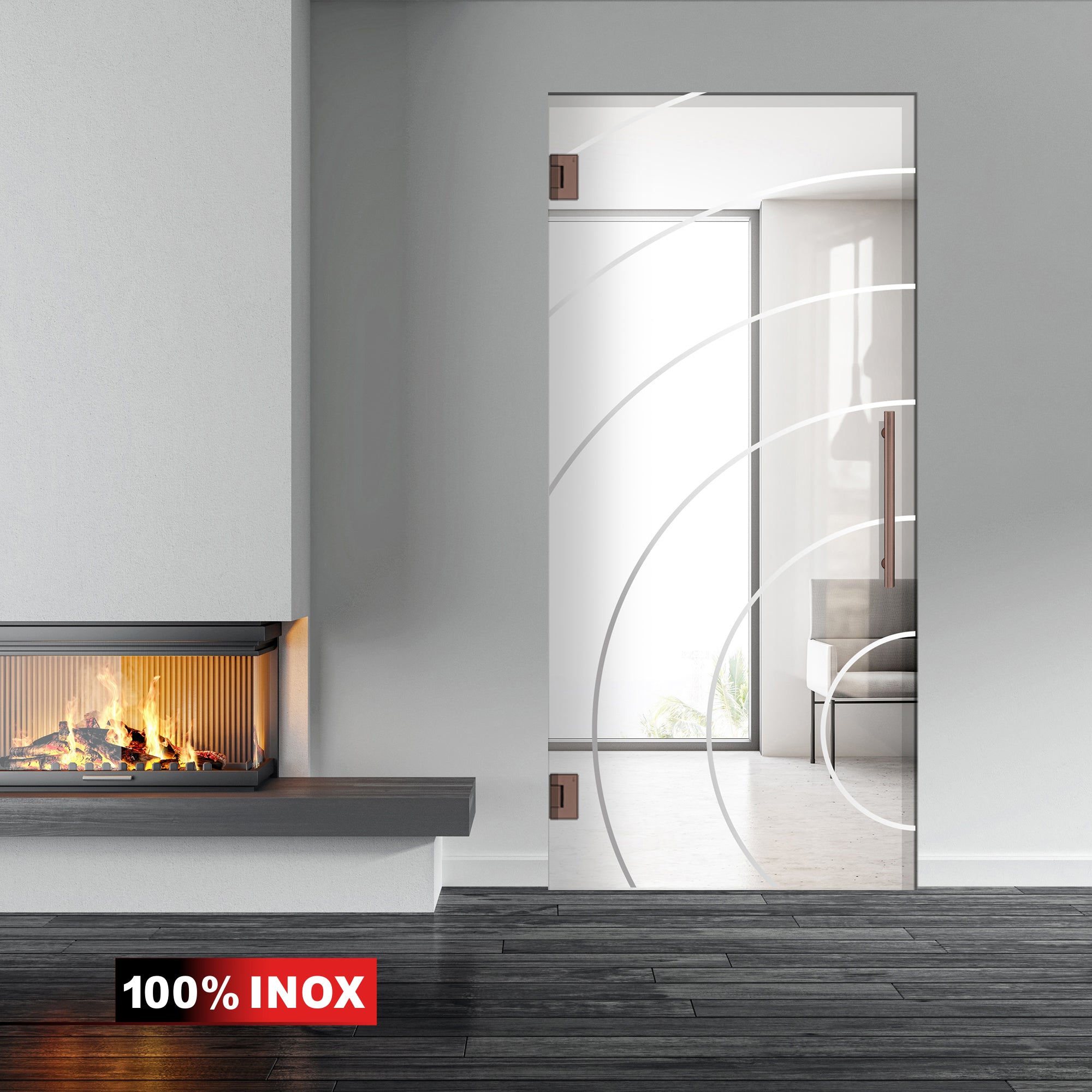 Hinged glass door copper, #Clear