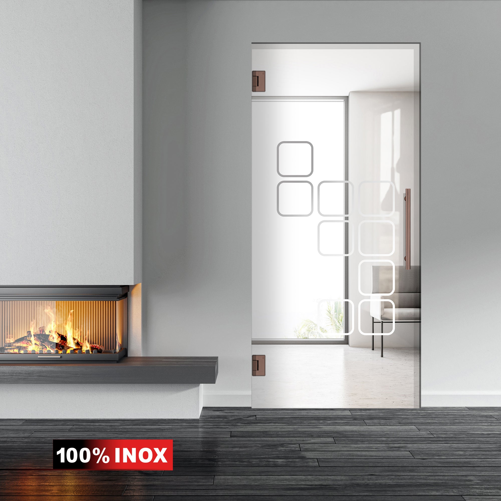Hinged glass door copper, #Clear