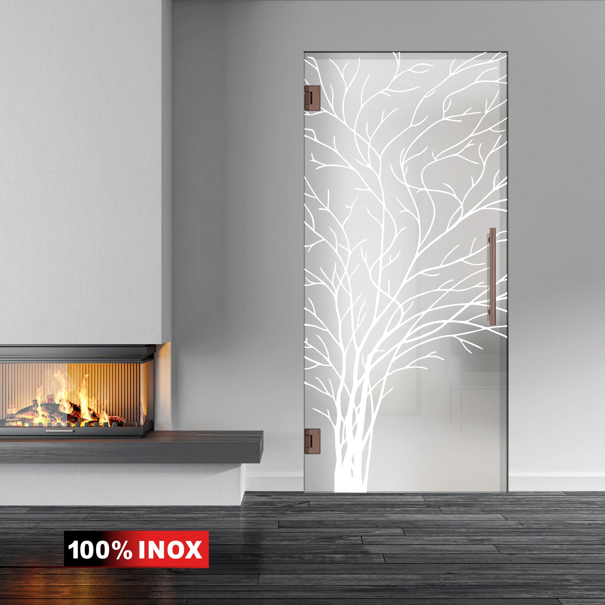 Hinged glass door copper, #Satiné