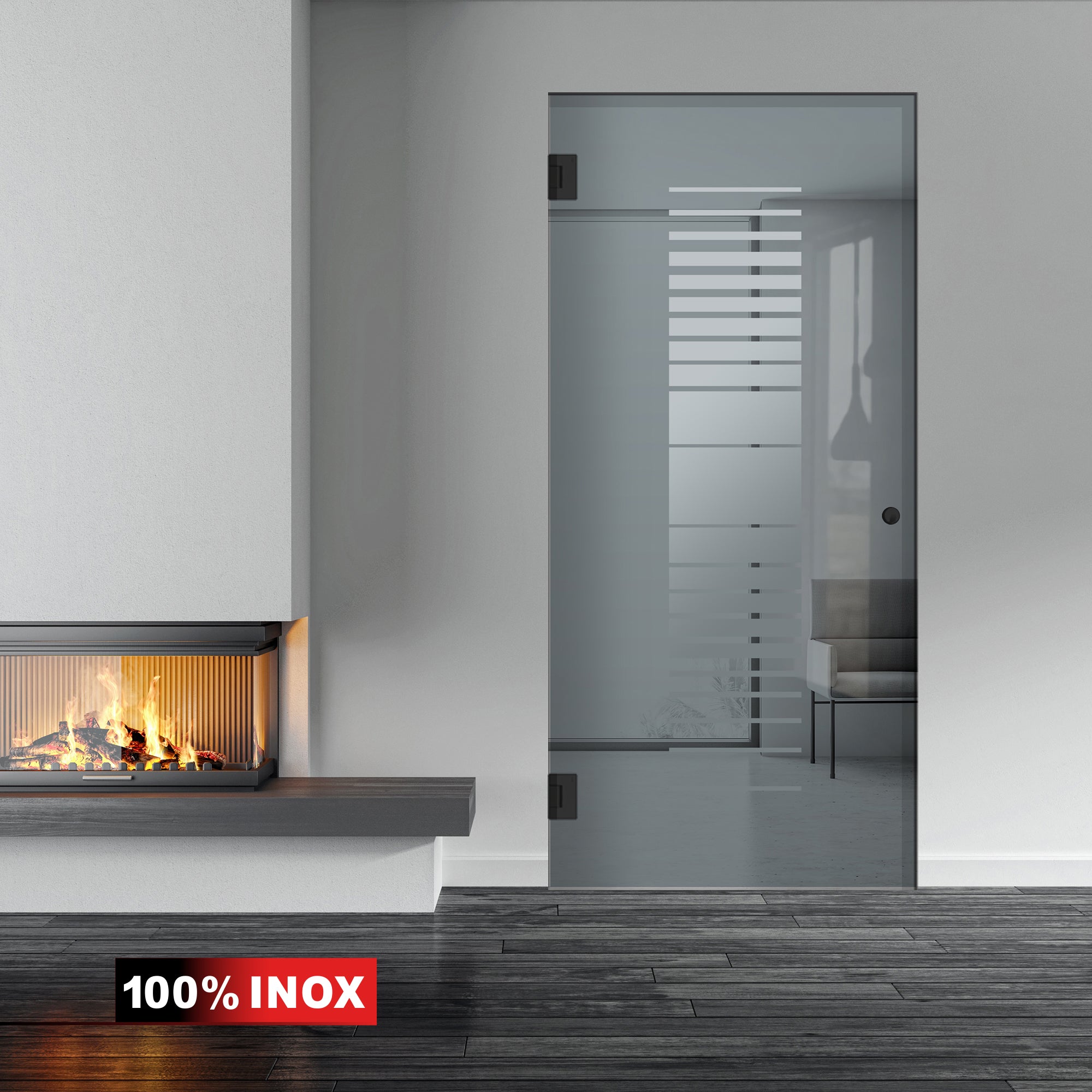 Hinged glass door black, #Grey