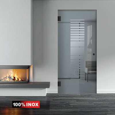 Hinged glass door black, #Grey