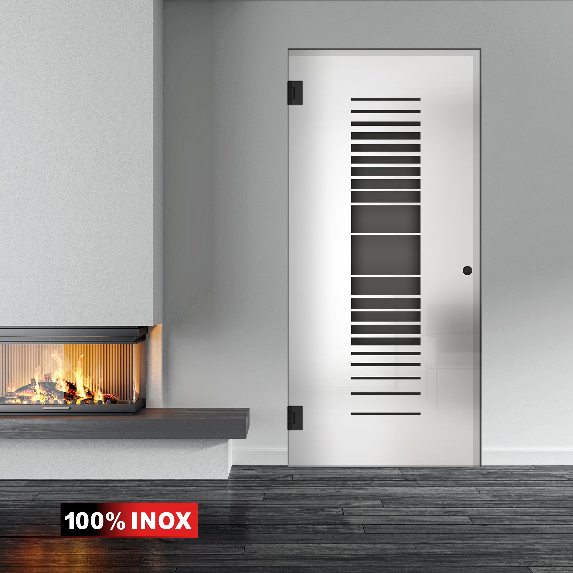 Hinged glass door black, #Satiné