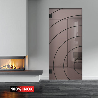 Hinged glass door black, #Bronze