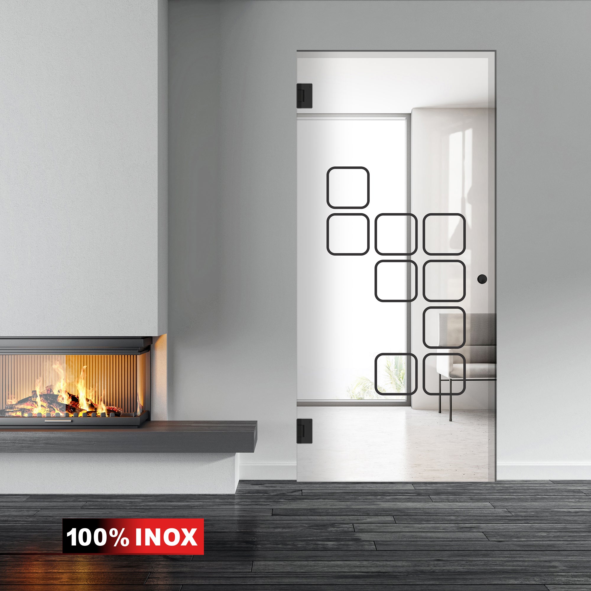 Hinged glass door black, #Clear