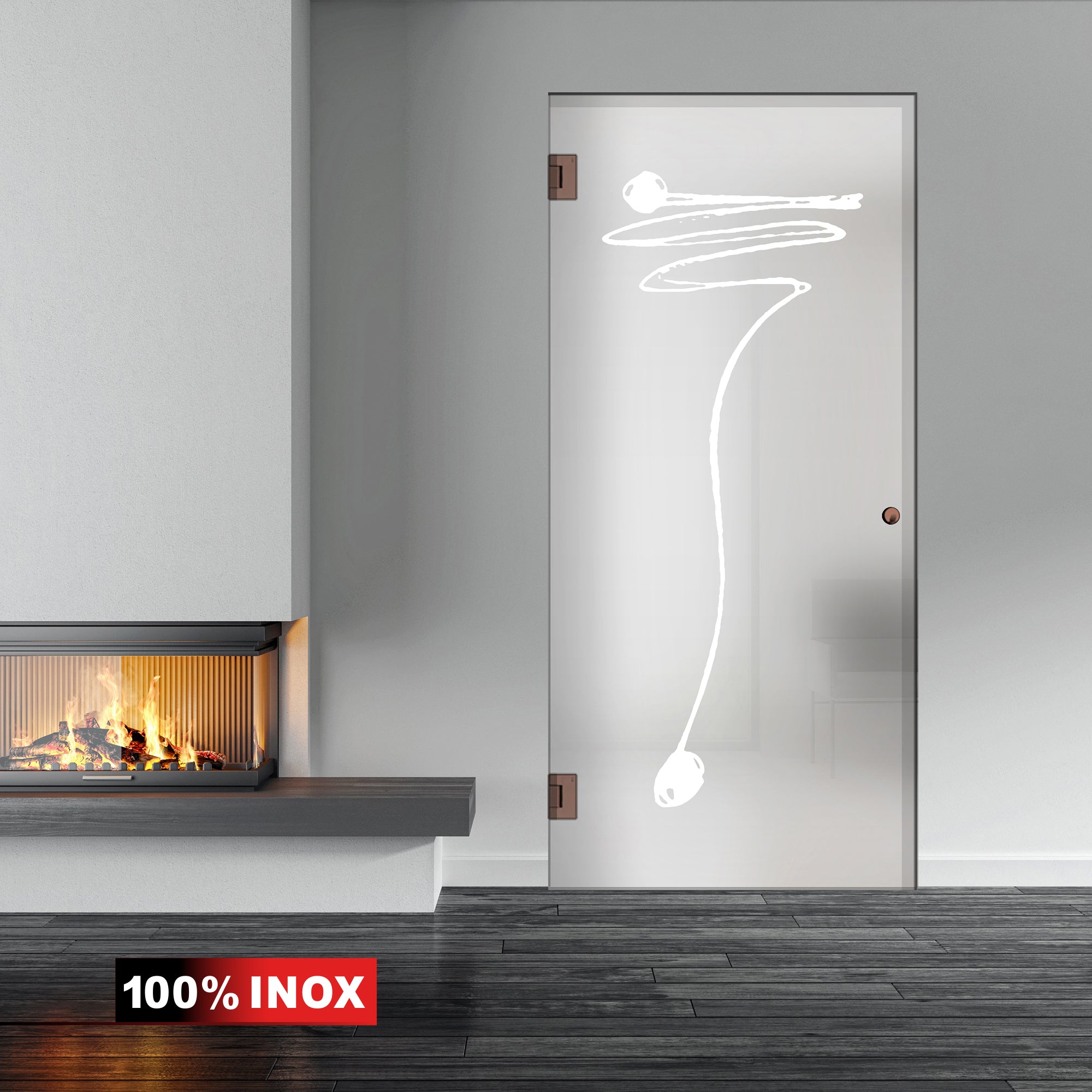 Hinged glass door copper, #Satiné