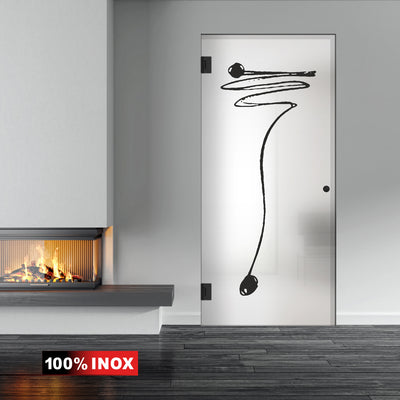 Hinged glass door black, #Satiné