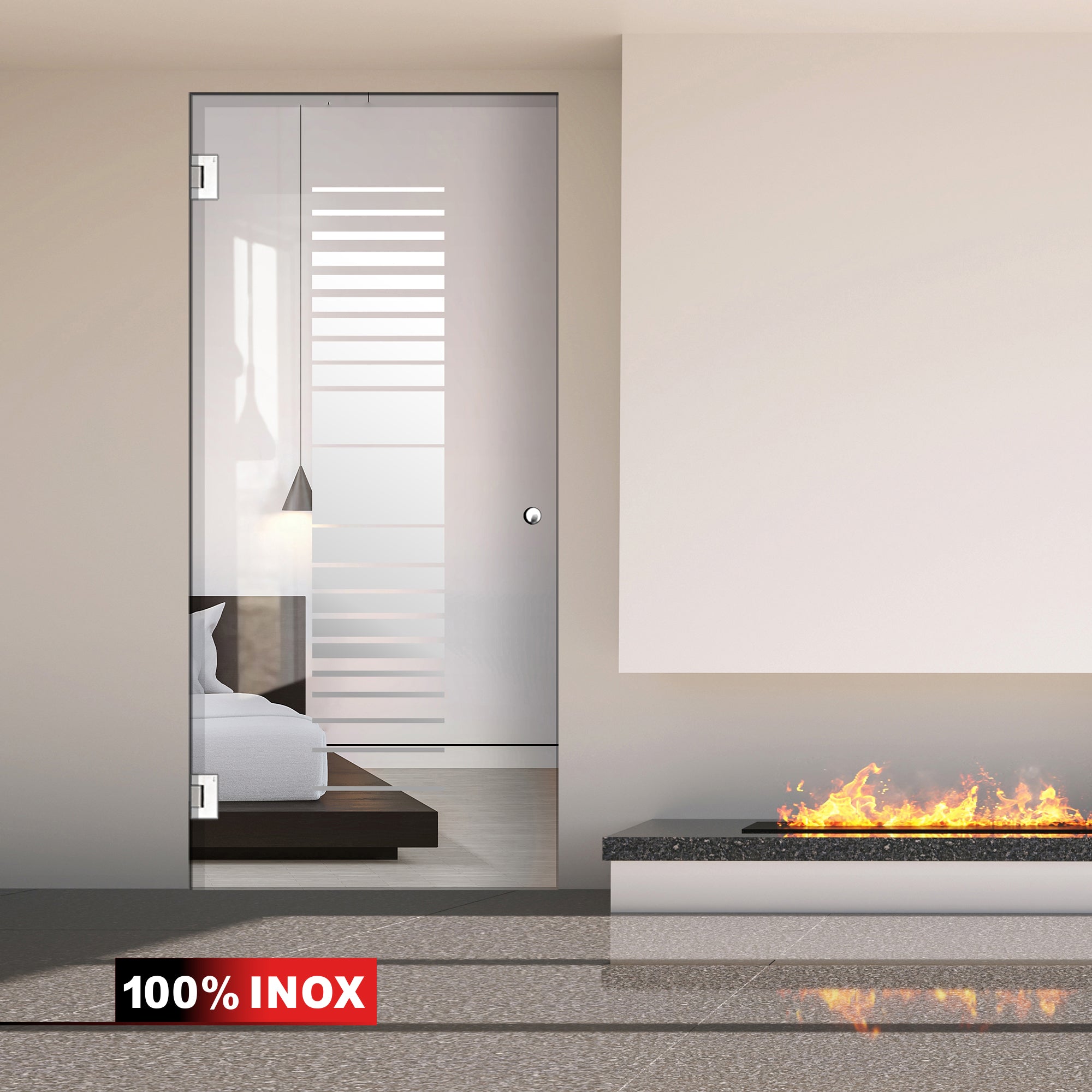 Hinged glass door stainless steel, #Clear