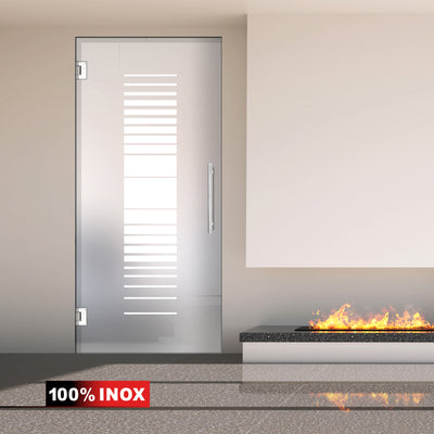 Hinged glass door stainless steel, #Satiné