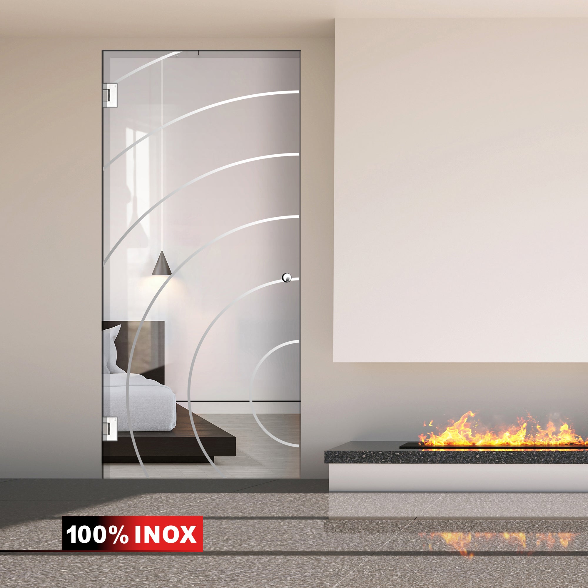 Hinged glass door stainless steel, #Clear