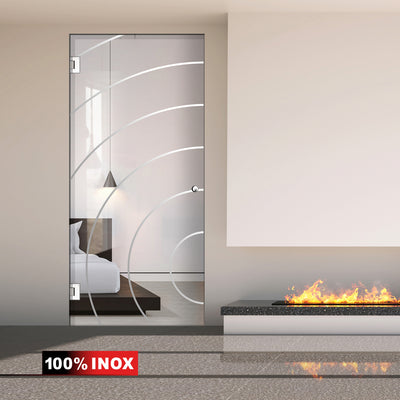 Hinged glass door stainless steel, #Clear