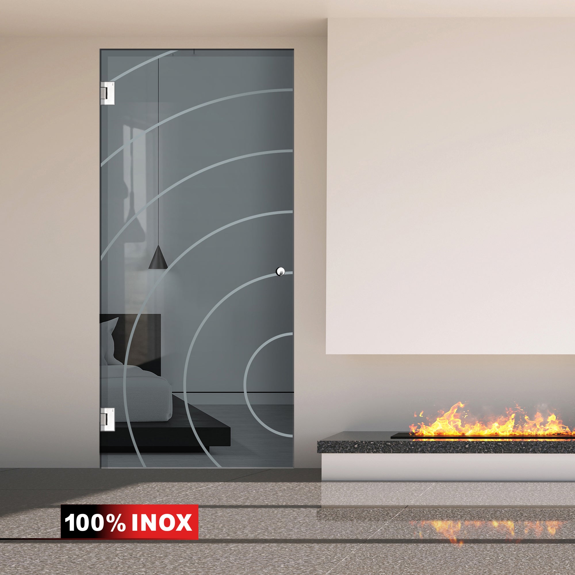 Hinged glass door stainless steel, #Grey
