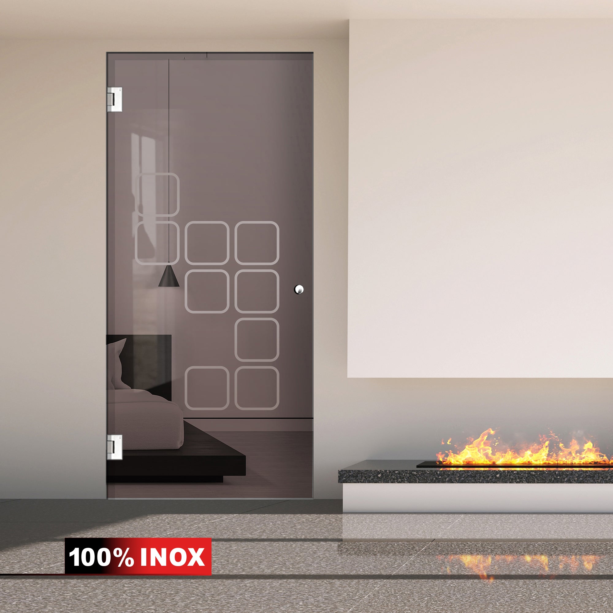 Hinged glass door stainless steel, #Bronze