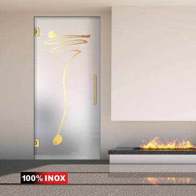 Hinged glass door gold, #Satiné