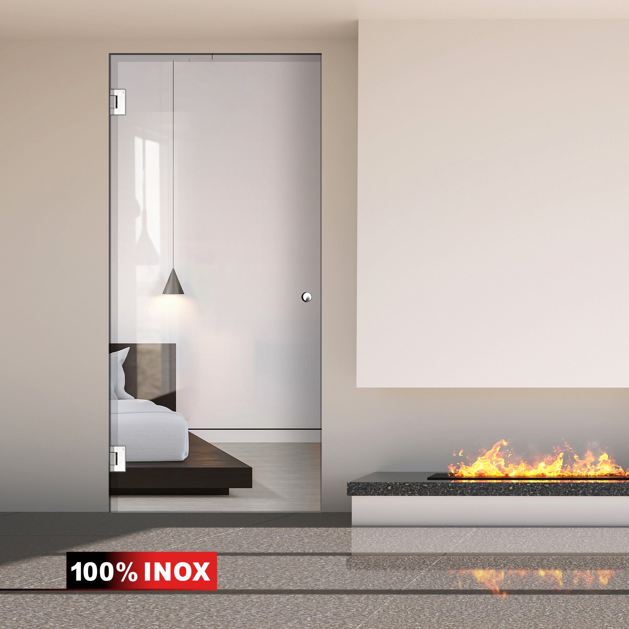 Hinged glass door stainless steel, #Clear