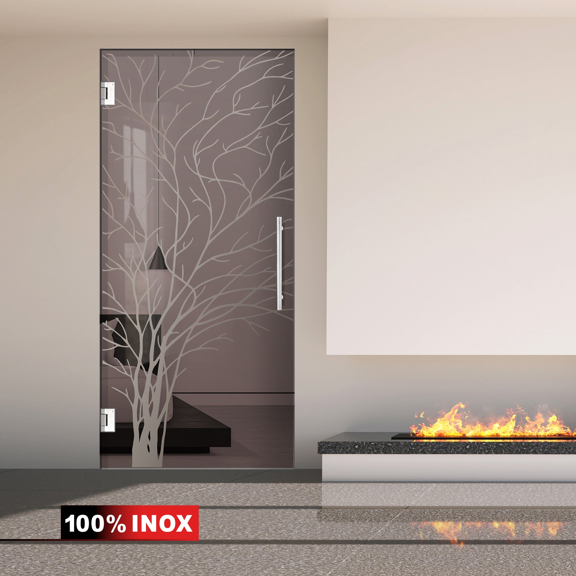 Hinged glass door stainless steel, #Bronze