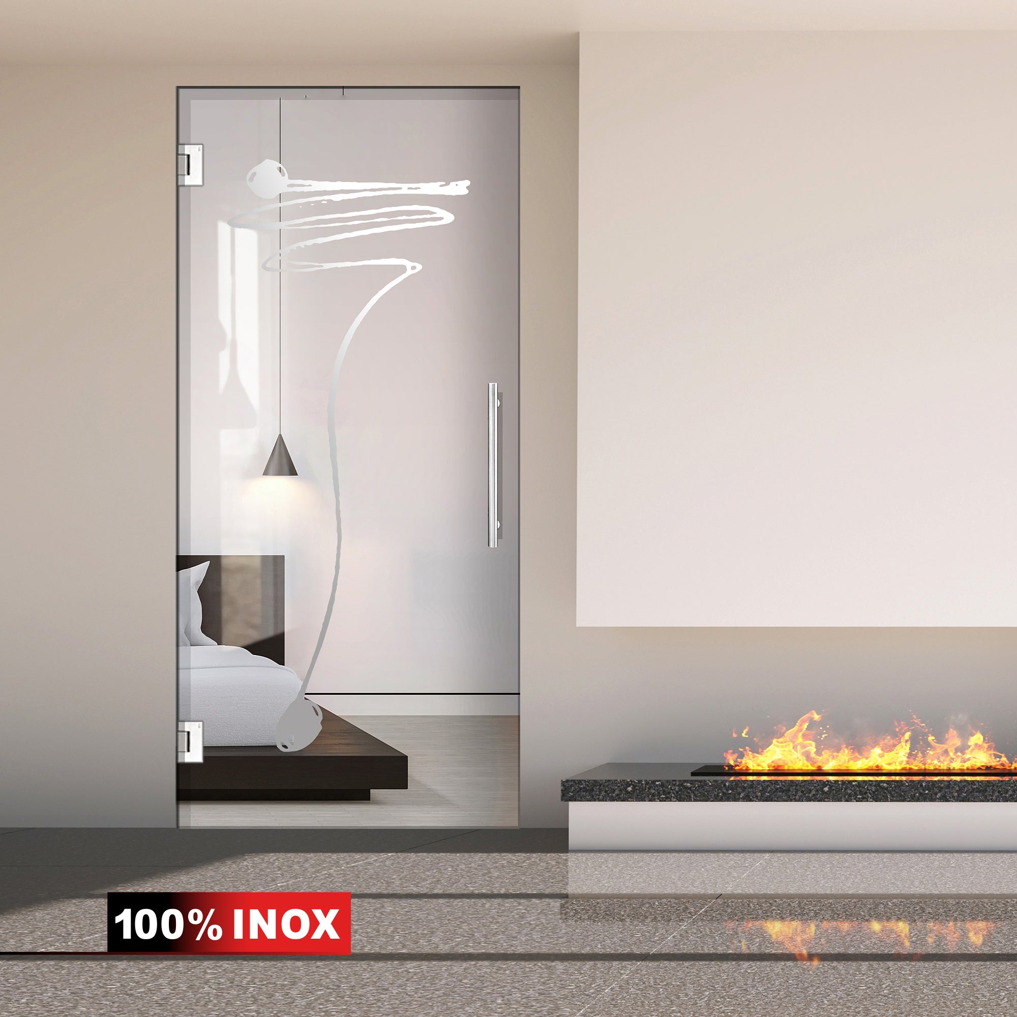 Hinged glass door stainless steel, #Clear