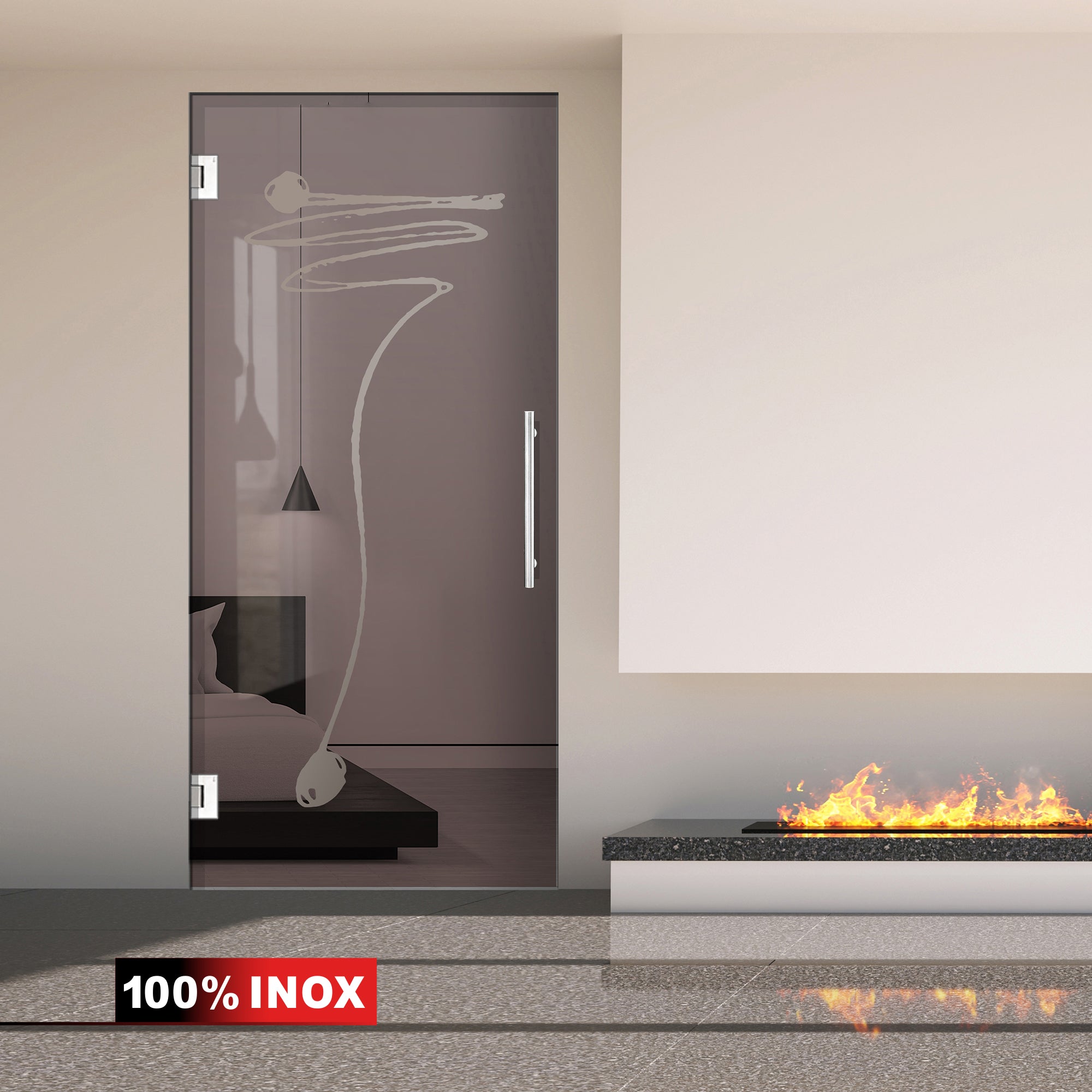 Hinged glass door stainless steel, #Bronze