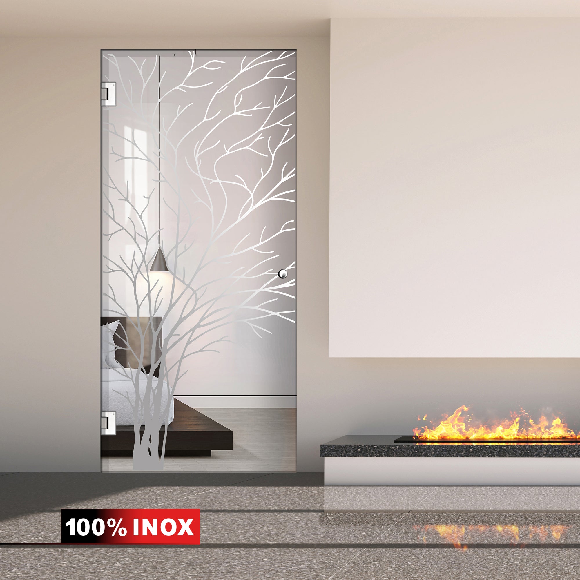 Hinged glass door stainless steel, #Clear