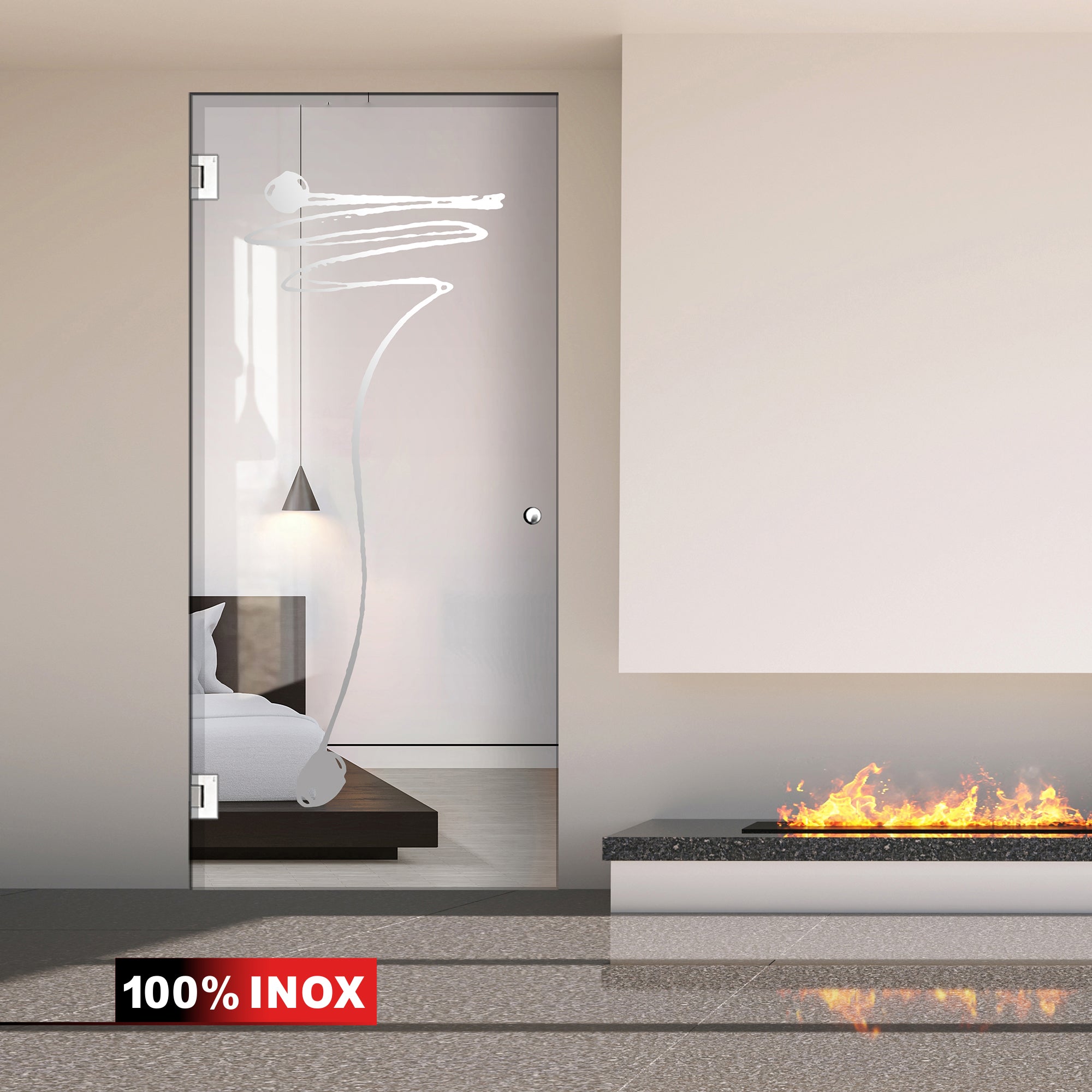 Hinged glass door stainless steel, #Clear