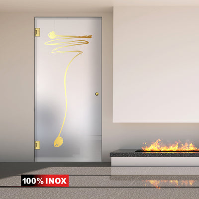Hinged glass door gold, #Satiné