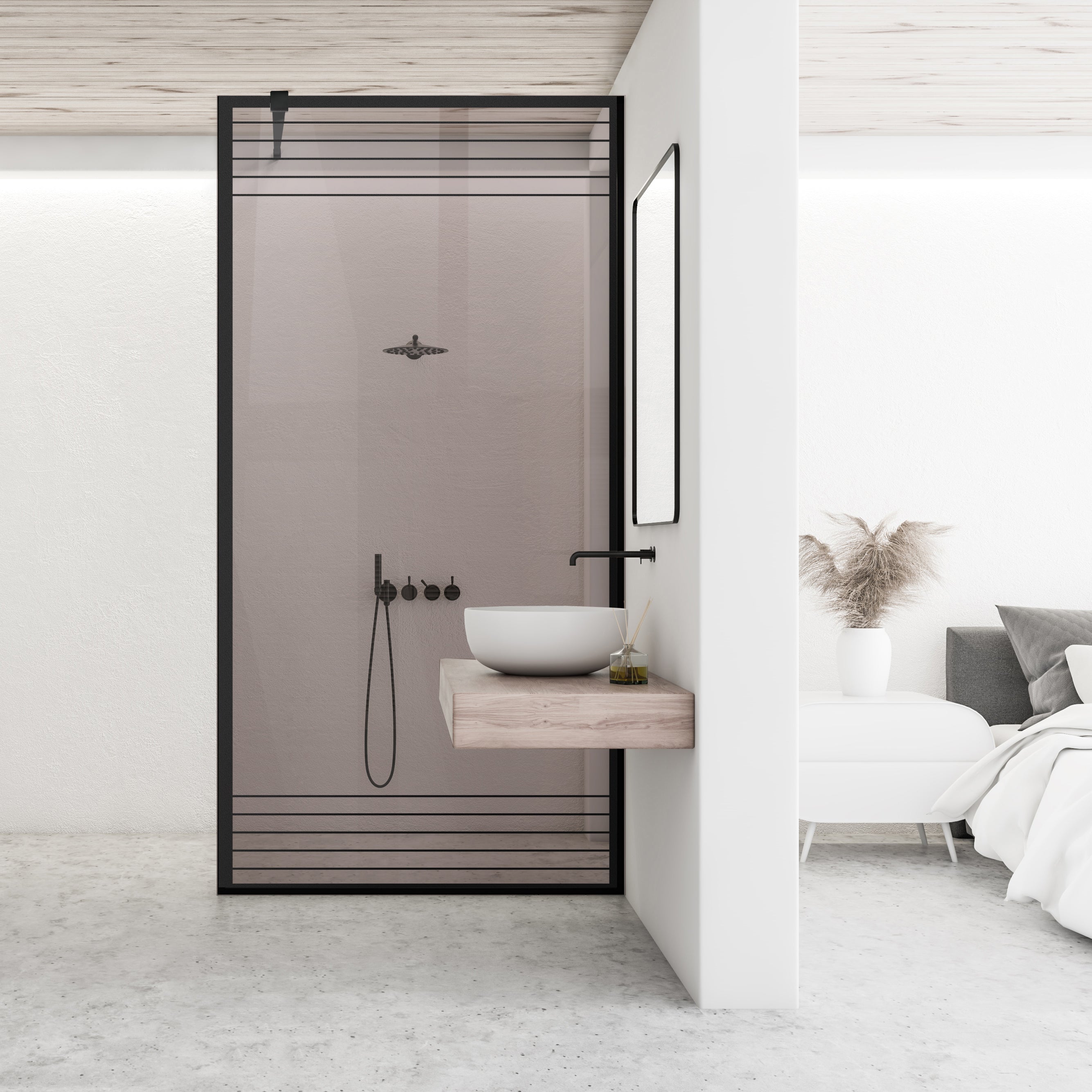 Paravan dus Walk-in, Perete dus Negru, #Bronz