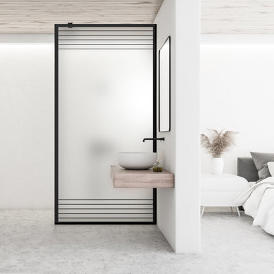 Paravan dus Walk-in, Perete dus  Negru, #Mat
