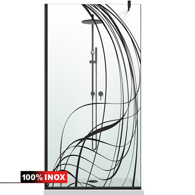 Paravan dus Walk-in, Perete dus  Negru, #Clara
