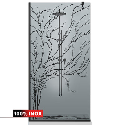 Shower Screens Walk-in, Black shower wall, #Grey #Grey