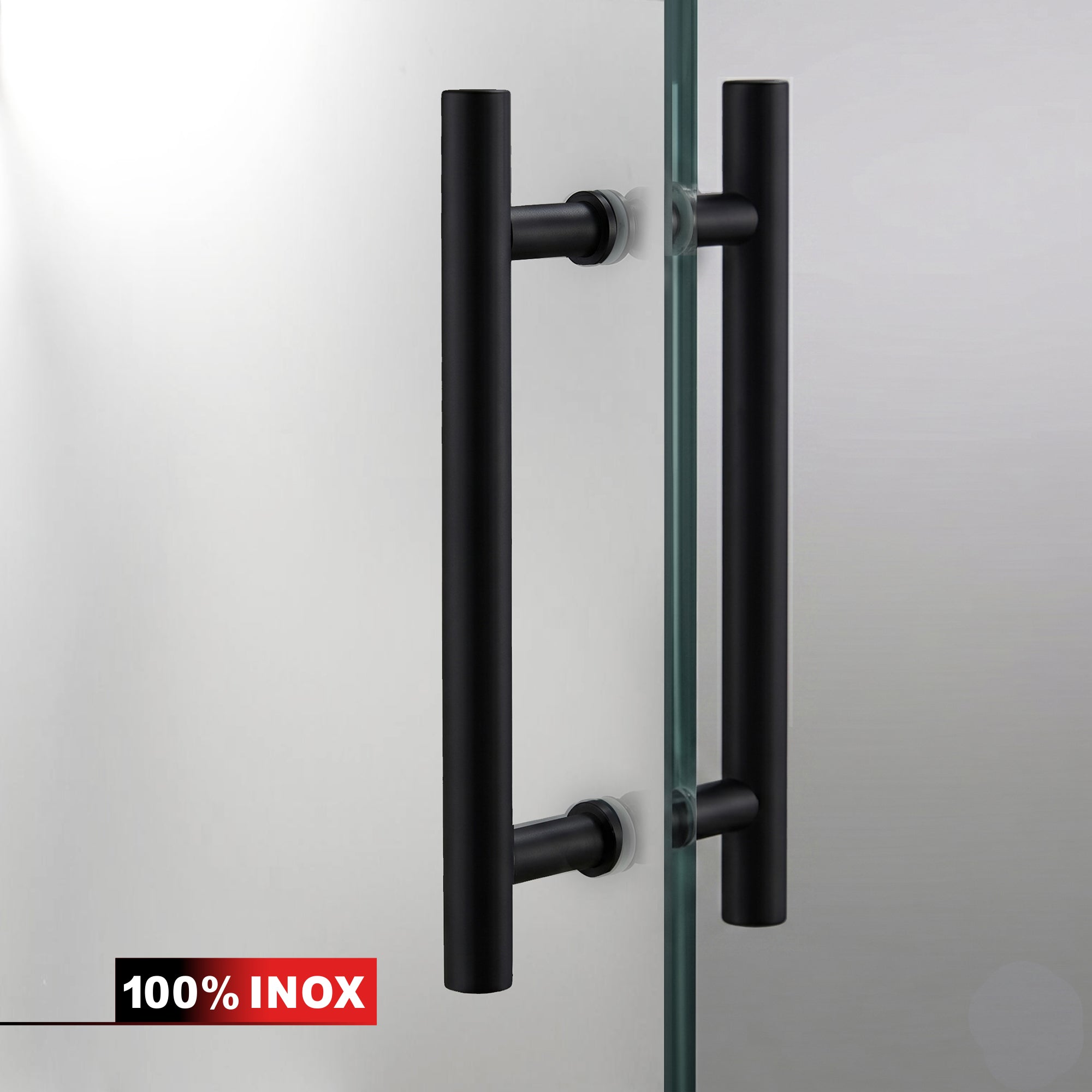 Hinged glass door black, #Satiné