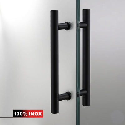 Hinged glass door black, #Satiné