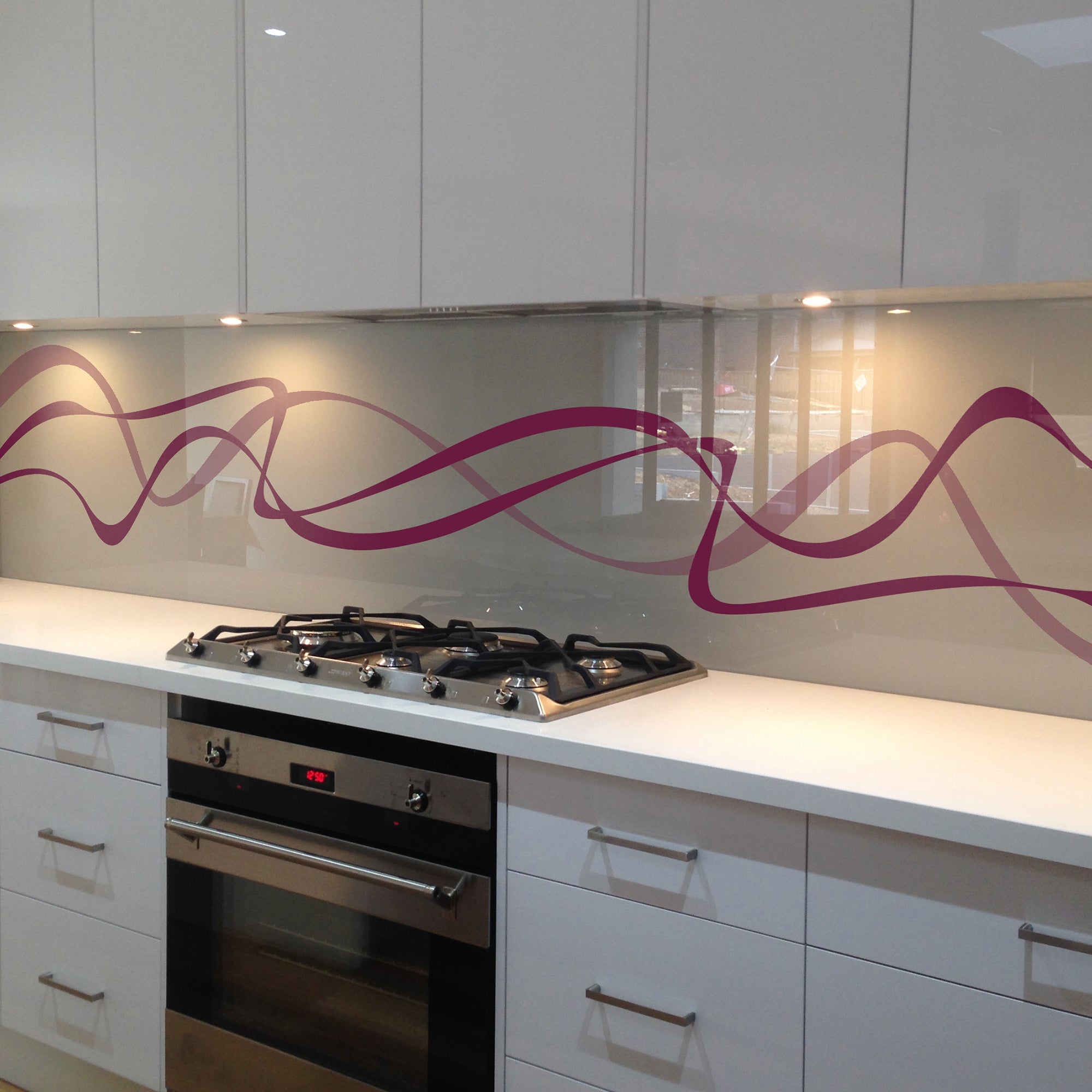 Painted glass kitchen cladding #119